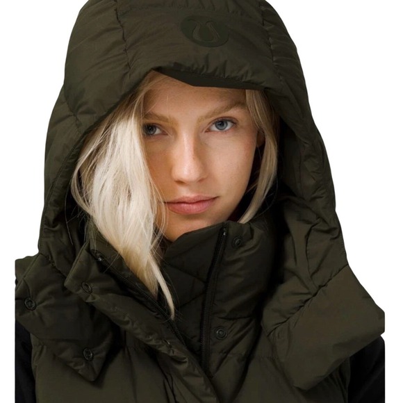 LULULEMON WUNDER PUFF GOOSE DOWN CROPPED HOODIE VEST, Women's Size 4 army  green - Picture 3 of 14